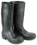 B16. 16" black PVC, unlined, plain toe, SIZE: 5-14. PRICE PER PAIR.